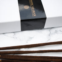 Mystic Arabian - Organic Hand-rolled incense sticks coated with oud & sage dust. Infused with smokey lavender, citrusy frankincense, patchouli & oud - Box of 10