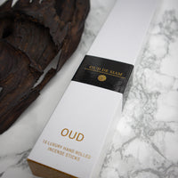 Oud de Siam - Organic Hand-rolled incense sticks coated with oud. Infused with amber & oud. - Box of 10