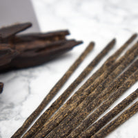 Egyptian Bakhoor - Organic Hand-rolled incense sticks coated with oud & sage dust. Infused with smokey lavender, citrusy frankincense, patchouli & oud - Box of 10