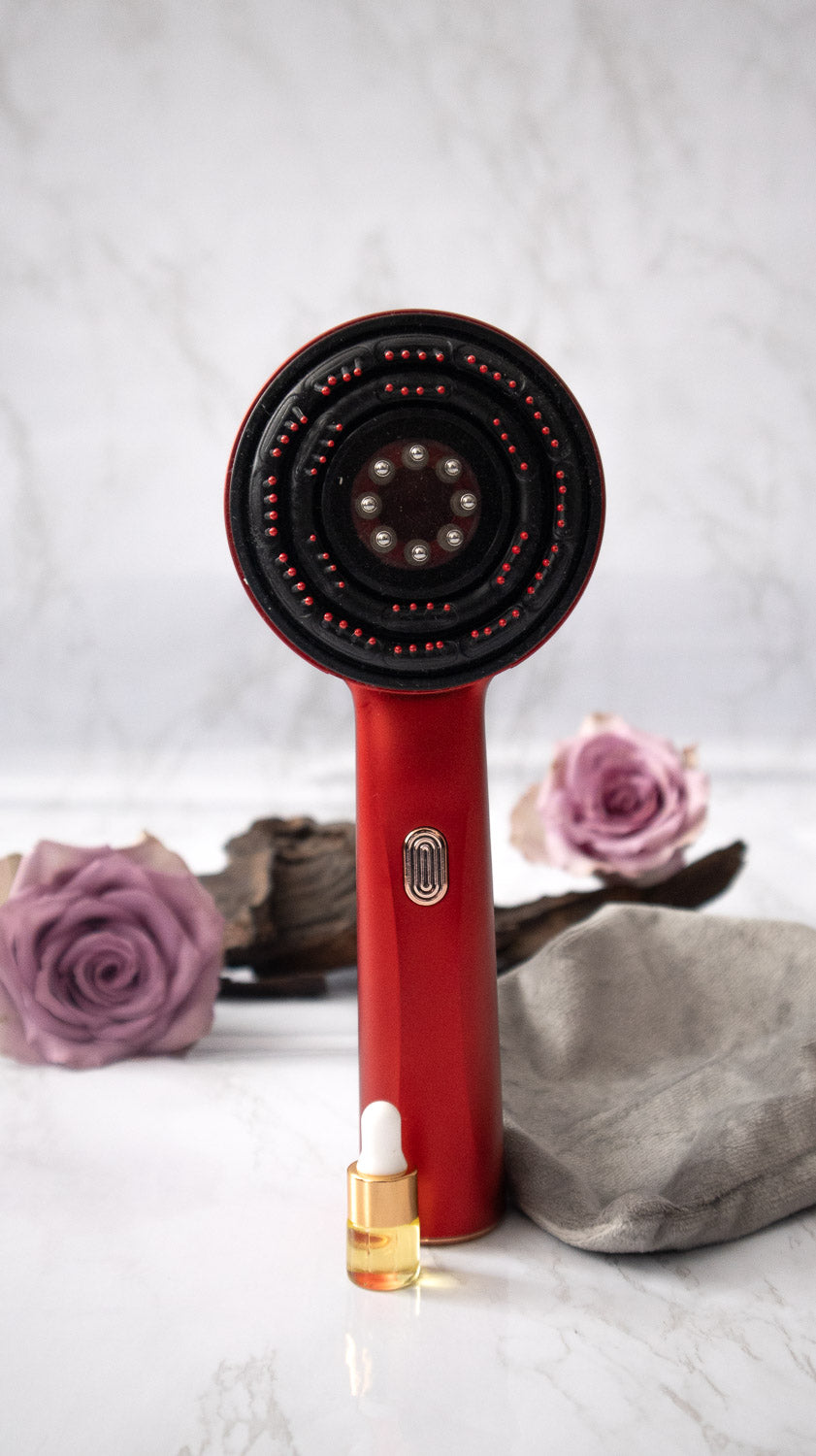 Oud Rafan Electric Scalp Massager Comb – LED Vibration Hair Growth Stimulator, Anti-Stress & Anti-Hair Loss, Rechargeable