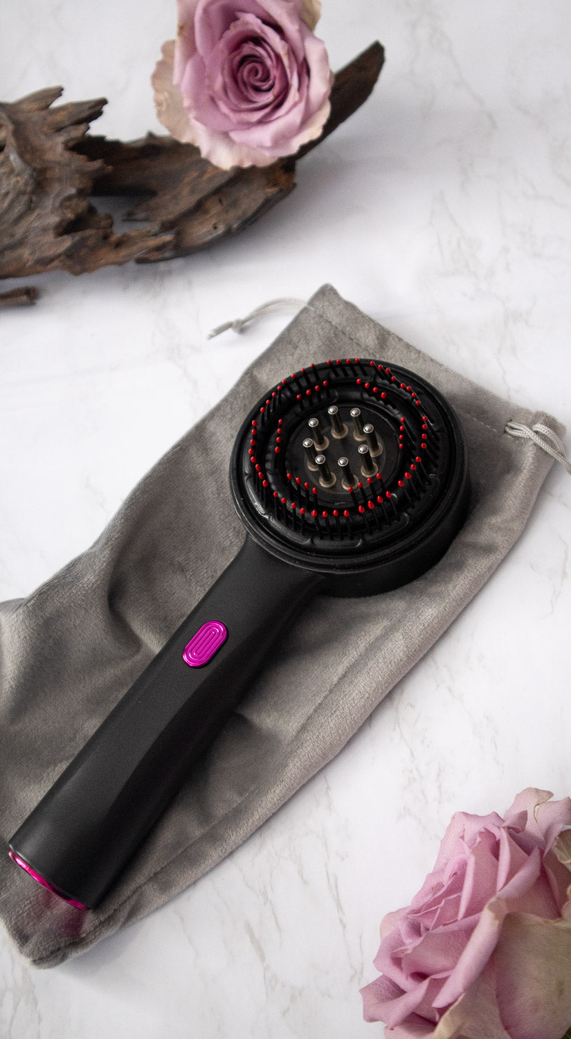 Oud Rafan Electric Scalp Massager Comb – LED Vibration Hair Growth Stimulator, Anti-Stress & Anti-Hair Loss, Rechargeable