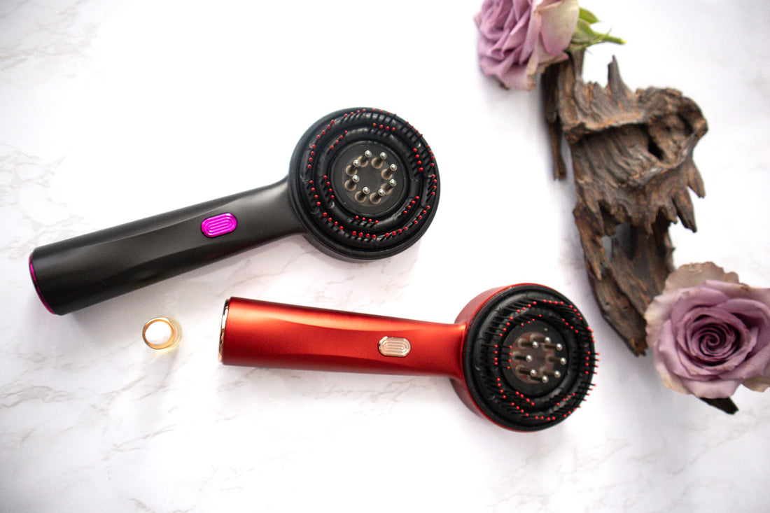 Oud Rafan Electric Scalp Massager Comb – LED Vibration Hair Growth Stimulator, Anti-Stress & Anti-Hair Loss, Rechargeable