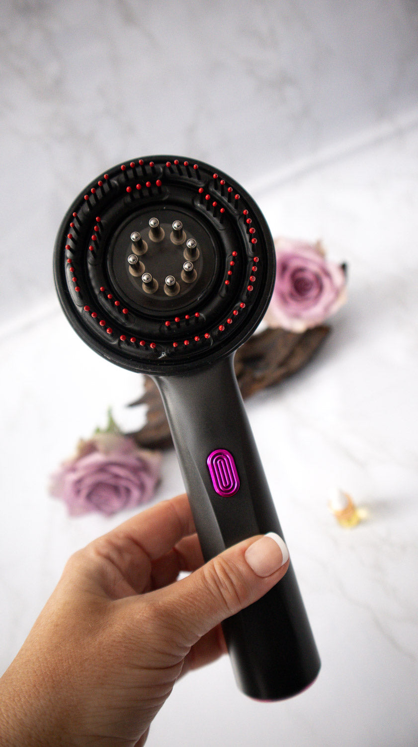 Oud Rafan Electric Scalp Massager Comb – LED Vibration Hair Growth Stimulator, Anti-Stress & Anti-Hair Loss, Rechargeable