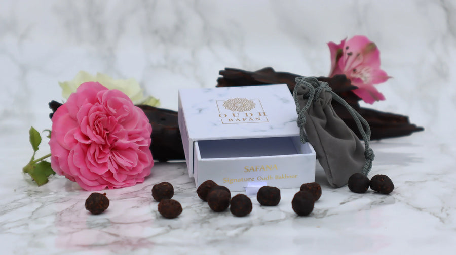 Safana – Pure Crushed Agarwood Infused in Oud | Luxury Bakhoor Home Incense with Rose & Amber