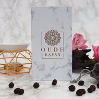 Safana - Pure crushed agarwood infused in oud, floral, rose, aromatic spice & amber, burning bakhoor home incense fragrance