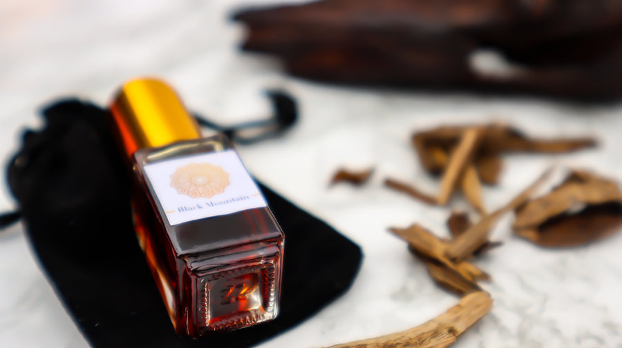 Black Mountain - Handcrafted pure organic attar perfume oil: A blend of hemp & Oud oils.