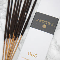 Oud de Siam - Organic Hand-rolled incense sticks coated with oud.  Infused with amber & oud. - Box of 10